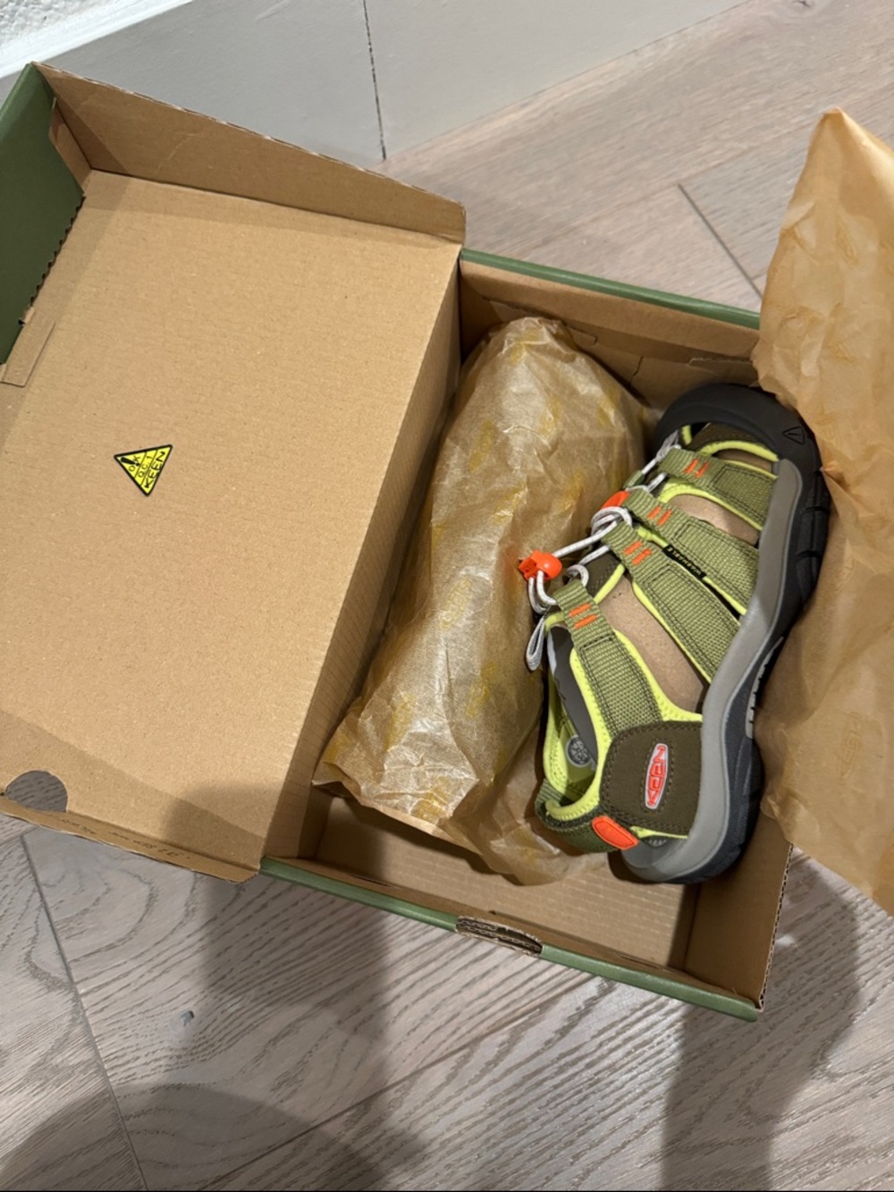 Keen Kids Dark Olive and Scarlet Ibis Sport Sandal size 2